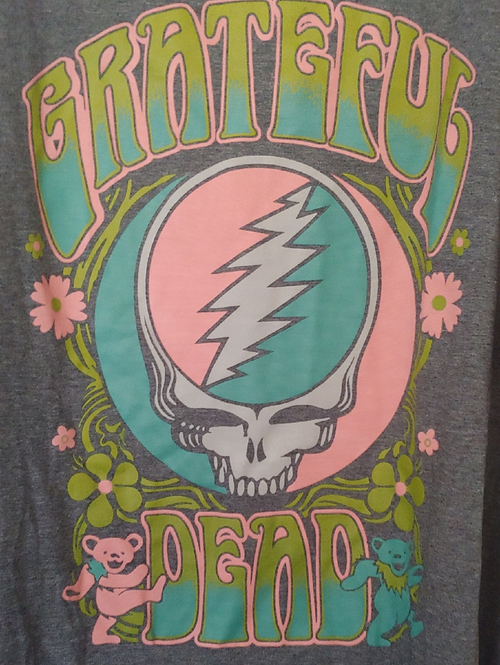 Grateful Dead Graphic Tee - Charcoal with Pink & Teal Artwork - Picture 3 of 4